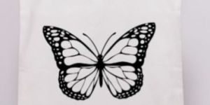 White Loop Handle Butterfly Print Cotton Tote Bag