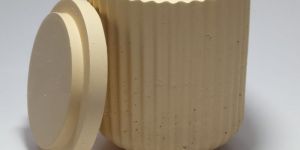 Handmade Empty Ribbed Cylindrical Gypsum Candle Jars with Lid / Holders