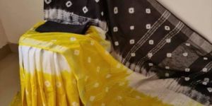 Linen Cotton Slub Shibori Saree