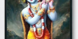 Lord Krishna Playing Flute Religious Painting
