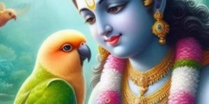 Lord Krishna with Parrot Canvas Painting