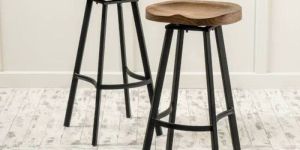Iron Stool with Wooden Top