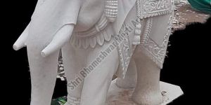 White Marble Elephant Statue
