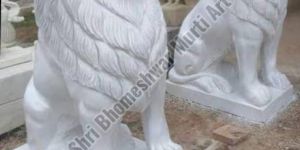 White Marble Lion Statue