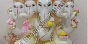 White Marble Panchmukhi Ganesh Statue