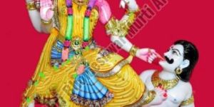White Painted Marble Baglamukhi Mata Statue