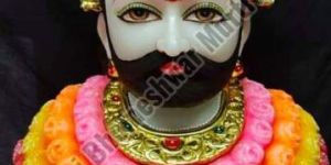 White Painted Marble Khatu Shyam Ji Statue