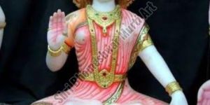 Marble White Painted Parvati Mata Statue