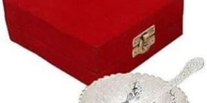 Traditional bowl set (spoon - steel , bowl - aluminium) available in 2 colours golden and silver