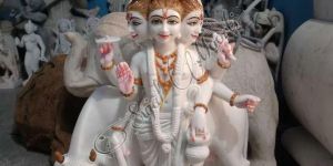 Marble Dattatreya Trimukh Statue