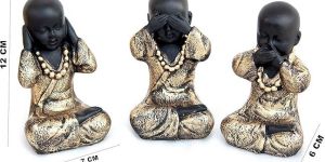 Handcrafted Set of 3 Baby Monk Decorative Showpiece