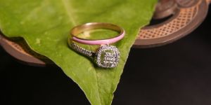 Pink Enamel Diamond Ring