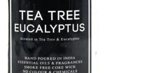 Tea Tree Eucalyptus Scented Glass Candle Jar with Wooden Lid