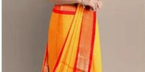 Orange & Red Cotton Silk Saree
