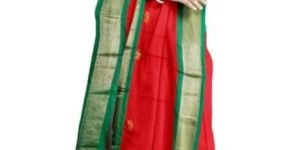 Red & Green Cotton Silk Saree