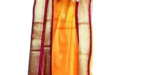 Yellow & Maroon Cotton Silk Saree