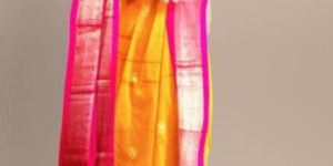 Yellow & Pink Cotton Silk Saree