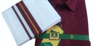 Mens Maroon Cotton Shirt Dhoti Set