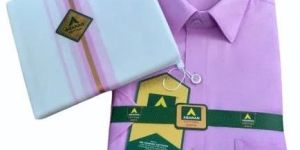 Mens Pink Cotton Shirt Dhoti Set