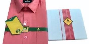 Mens Rose Cotton Shirt Dhoti Set