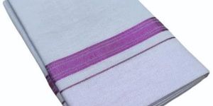 Mens Tissue Purple Border Cotton Dhoti