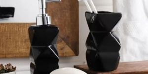 Black Blue Color Ceramic Bathroom Set