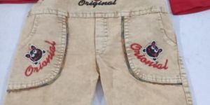 Kids Cotton Yellow Dungaree Red T Shirt Set