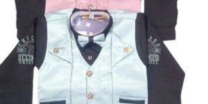 Multicolor Boy Five Piece Coat Pant Set