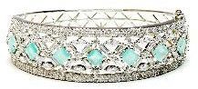 White Rhodium Plated Turquoise Bracelet