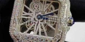 Round Fully Iced out Moissanite Diamond Watch