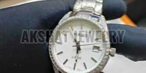 Round Gorgeous Moissanite Diamond Studded Watch