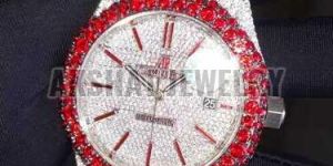 Round Gorgeous Moissanite Diamond Studded Wrist Watch