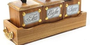 Wooden Suger Tea Coffee Box