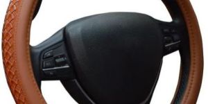 Leather Brown Car Steering Wheel Cover