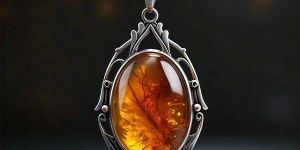 Roma Sterling Silver Vintage Big Natural Handmade Amber Pendant