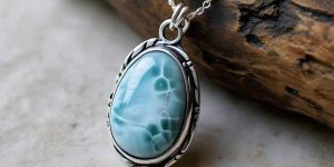 Saga Handmade Big Gemstone Large Larimar Pendant Sterling Silver