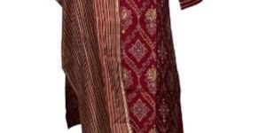 Stitched Muslin Sharara Suit in Maroon