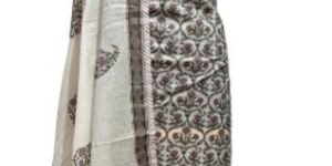 Unstitched Purple Cotton Suit with Lace Detailing and Printed Dupatta
