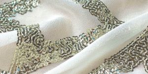 Sequin Work Embroidery on Dyeable Georgette Fabric