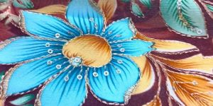 Stunning Maroon Position Print Embroidery Fabric