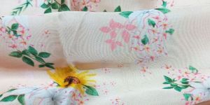 Viscose Satin Cream Floral Printed Fabric