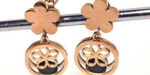 Stainless Steel Western Rose Gold Drop Circle Earring
