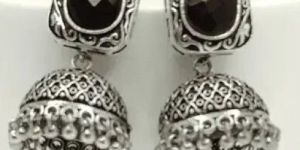 Stylish Antique Silver Traditional JhumkI with Stones Studs