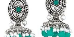 Silver Plated Pearl Beads Ruby Alloy Jhumki Earrings