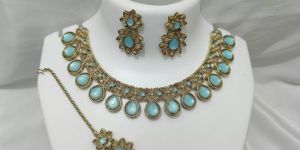 Voguish Aqua Color Necklace Set by Kalakriti Gallery