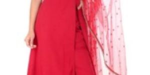 Magnetism Red Side Slit Pant Dupatta Kurta Set