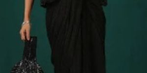 Woman Black Drape Saree