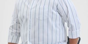 WHITE STRIPES REGULAR FIT PLUS SIZE Mens SHIRT