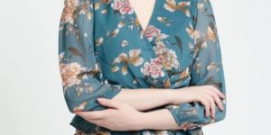 women GREEN CHIFFON PRINTED A-LINE TOP