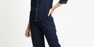 Women POLKA DOT NAVY BLUE NIGHT SUIT